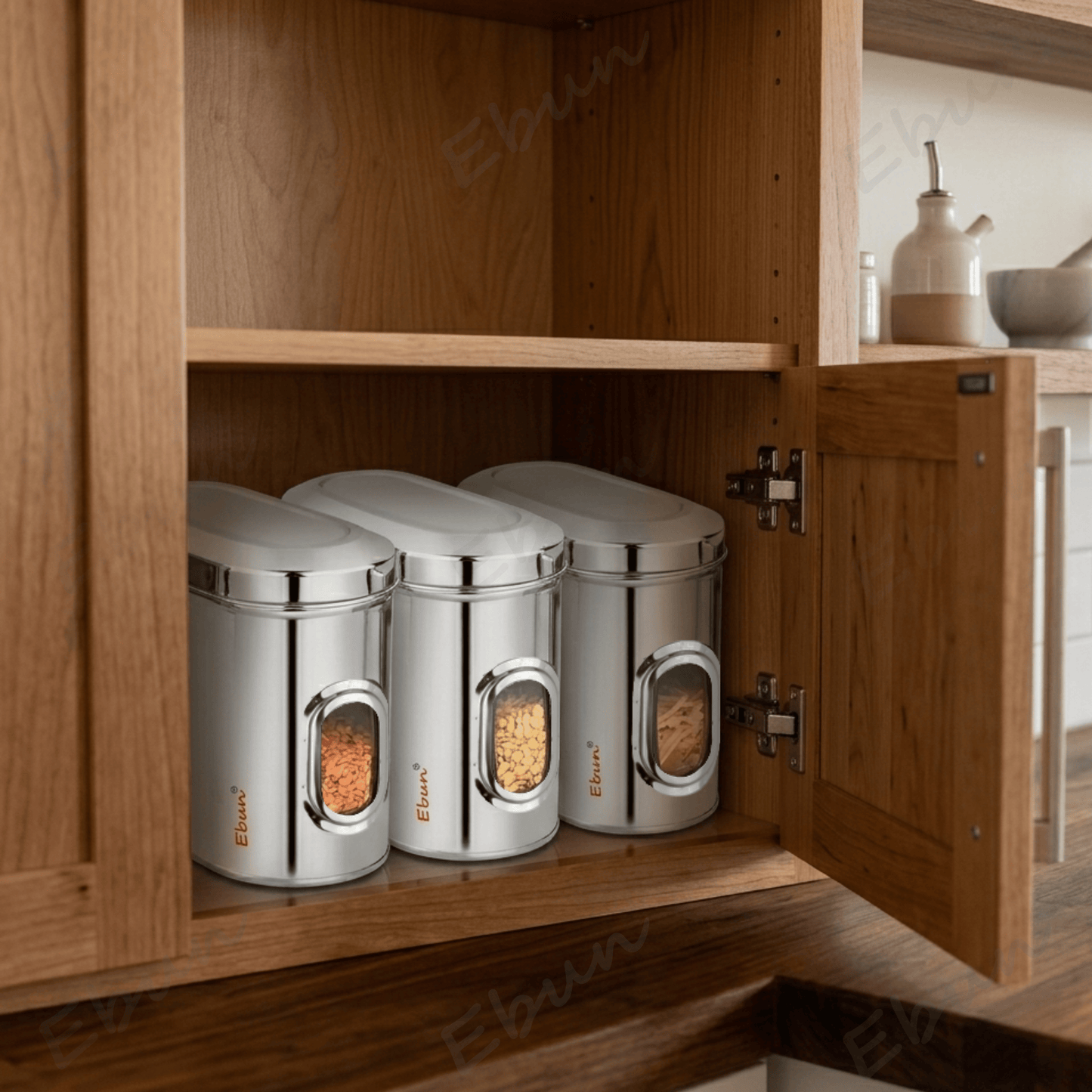 Ebun Stainless Steel Capsule Shape See Through Containers - 1.5 Kgs