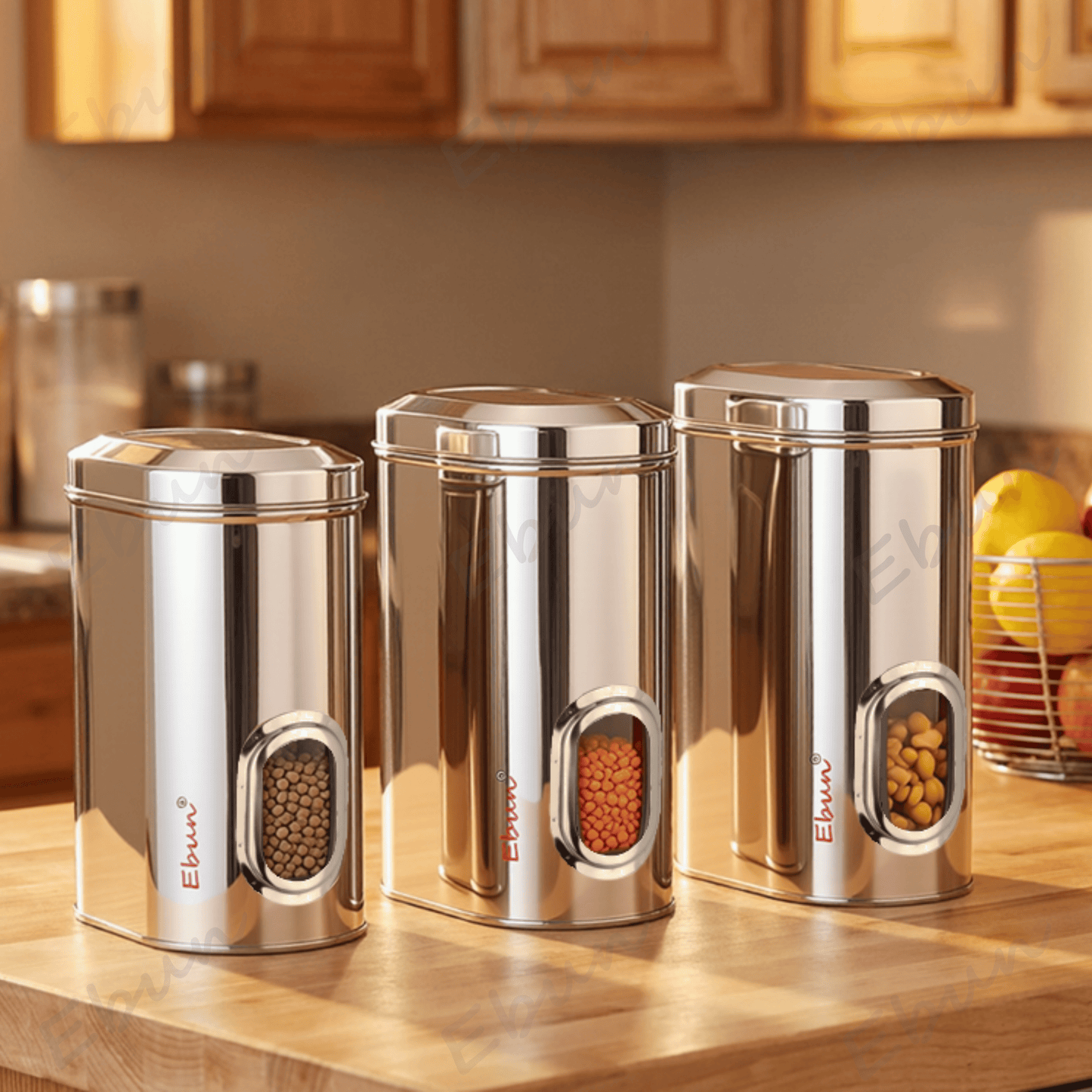 Ebun Stainless Steel Capsule Shape See Through Containers - 2 Kgs Capacity