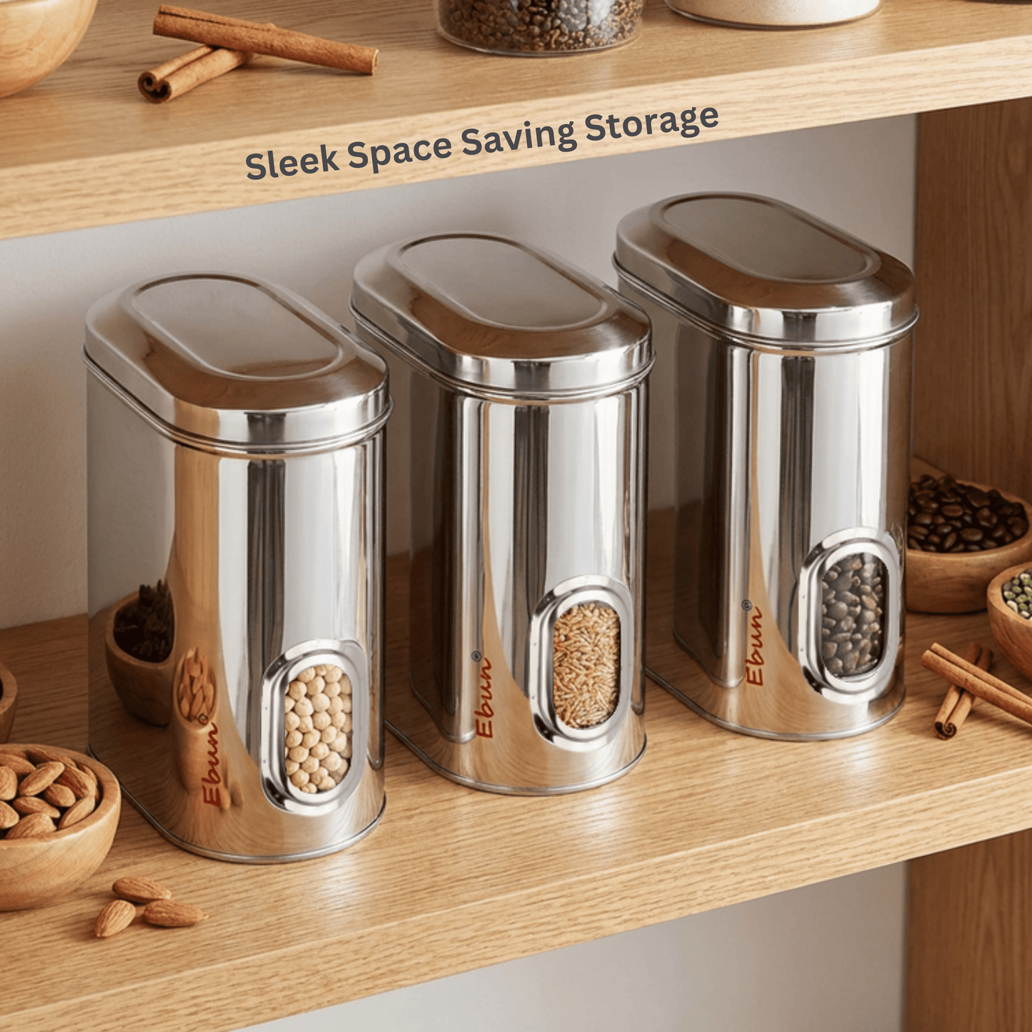 Ebun Stainless Steel Capsule Shape See Through Containers - 2 Kgs Capacity