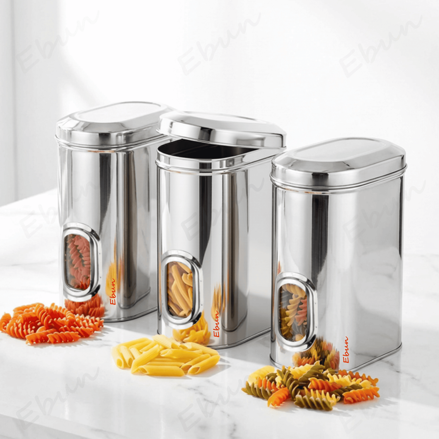 Ebun Stainless Steel Capsule Shape See Through Containers - 2 Kgs Capacity