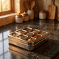 Ebun Stainless Steel 9 in 1 Square Masala Dabba for Kitchen