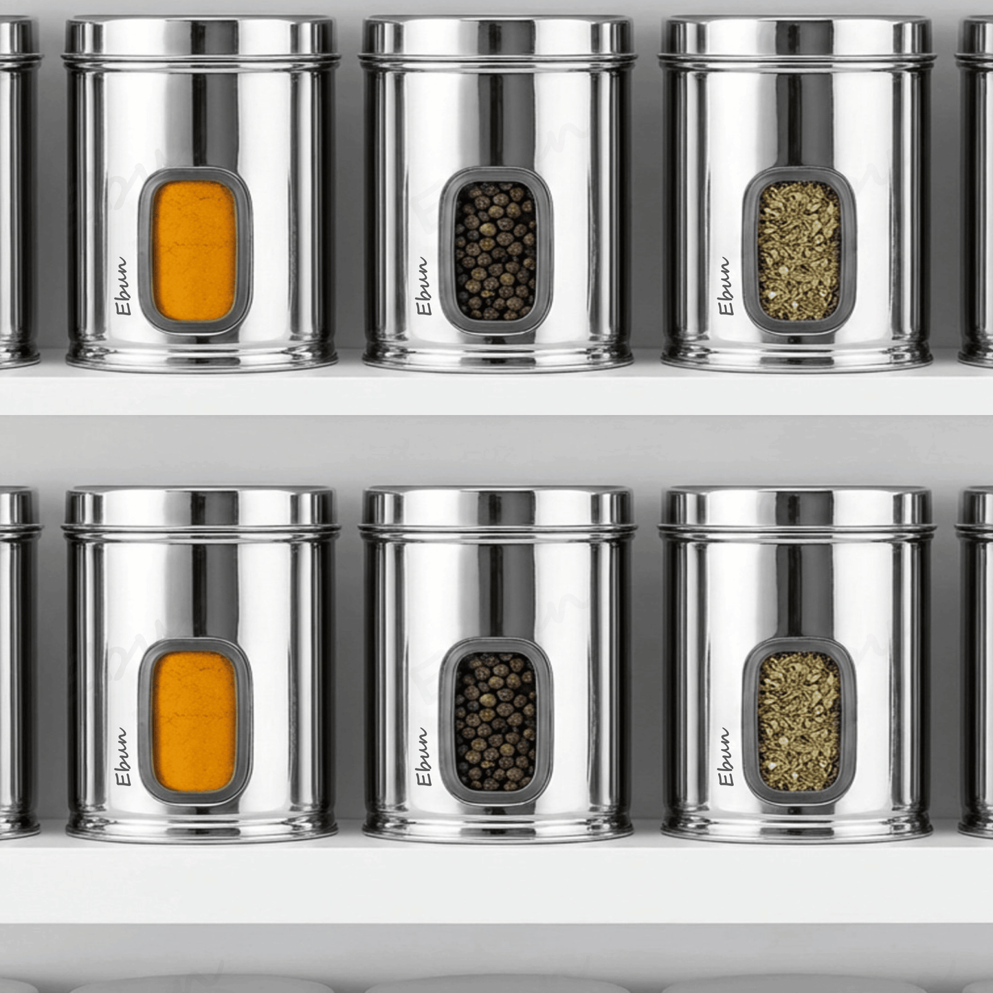 Set of Ebun stainless steel see - through canisters