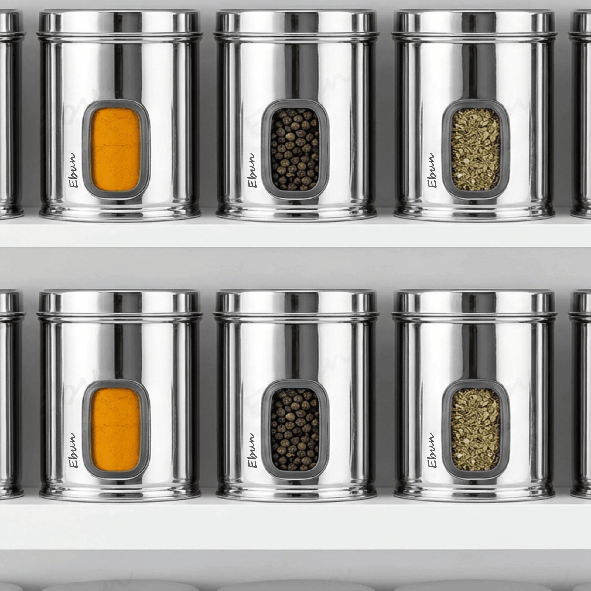 Set of Ebun stainless steel see - through canisters