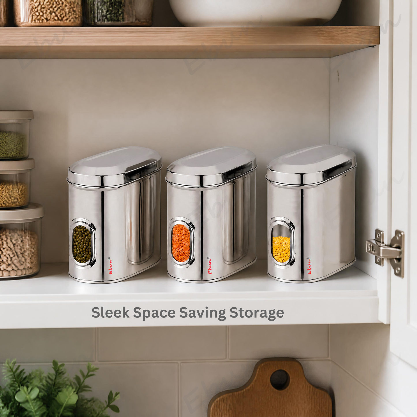 Ebun Stainless Steel Capsule Shape See Through Containers - 2 Kgs Capacity