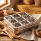 Ebun Stainless Steel 9 in 1 Square Masala Dabba for Kitchen