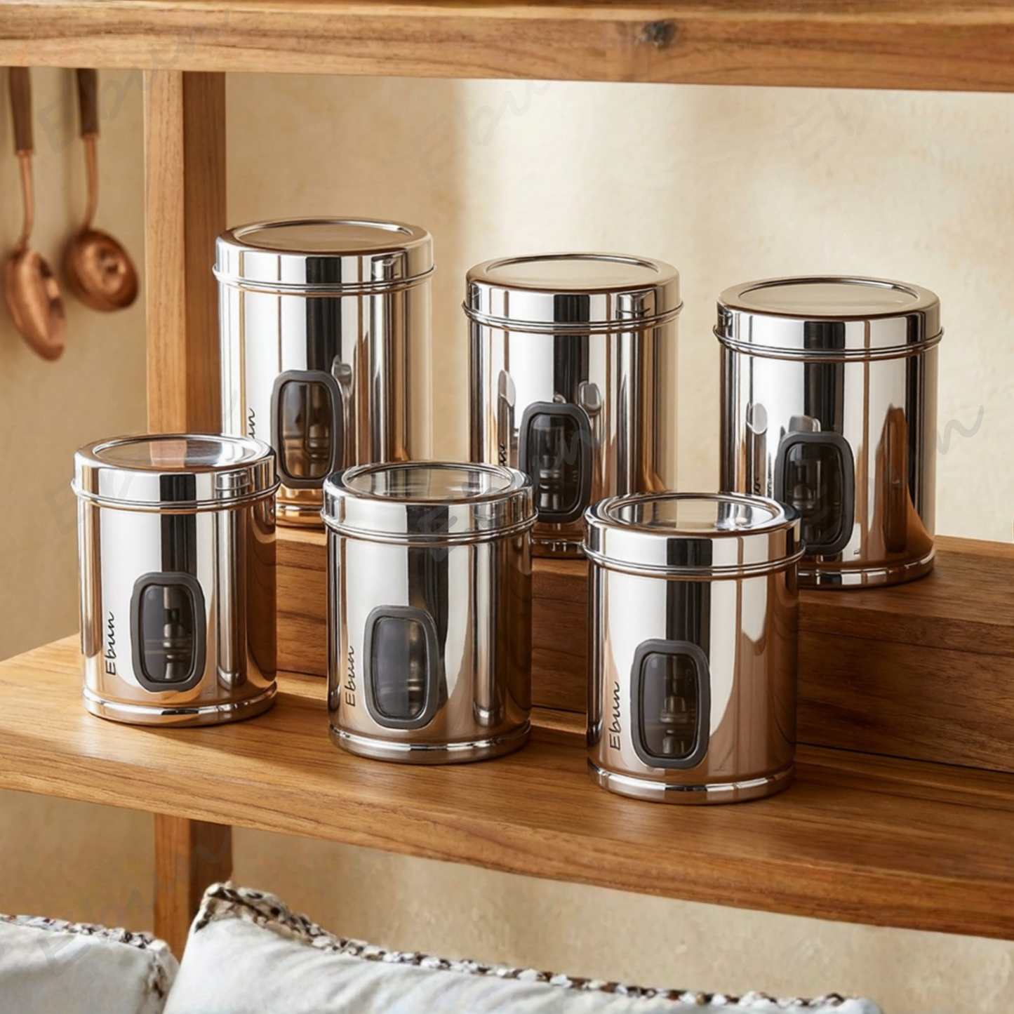 Ebun Stainless Steel See Through Containers 1.25 Kgs Capacity - Pack of 6