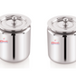 Ebun Stainless Steel Mirror Polished Plain Ghee Pot 500 Ml (Pack of 2)