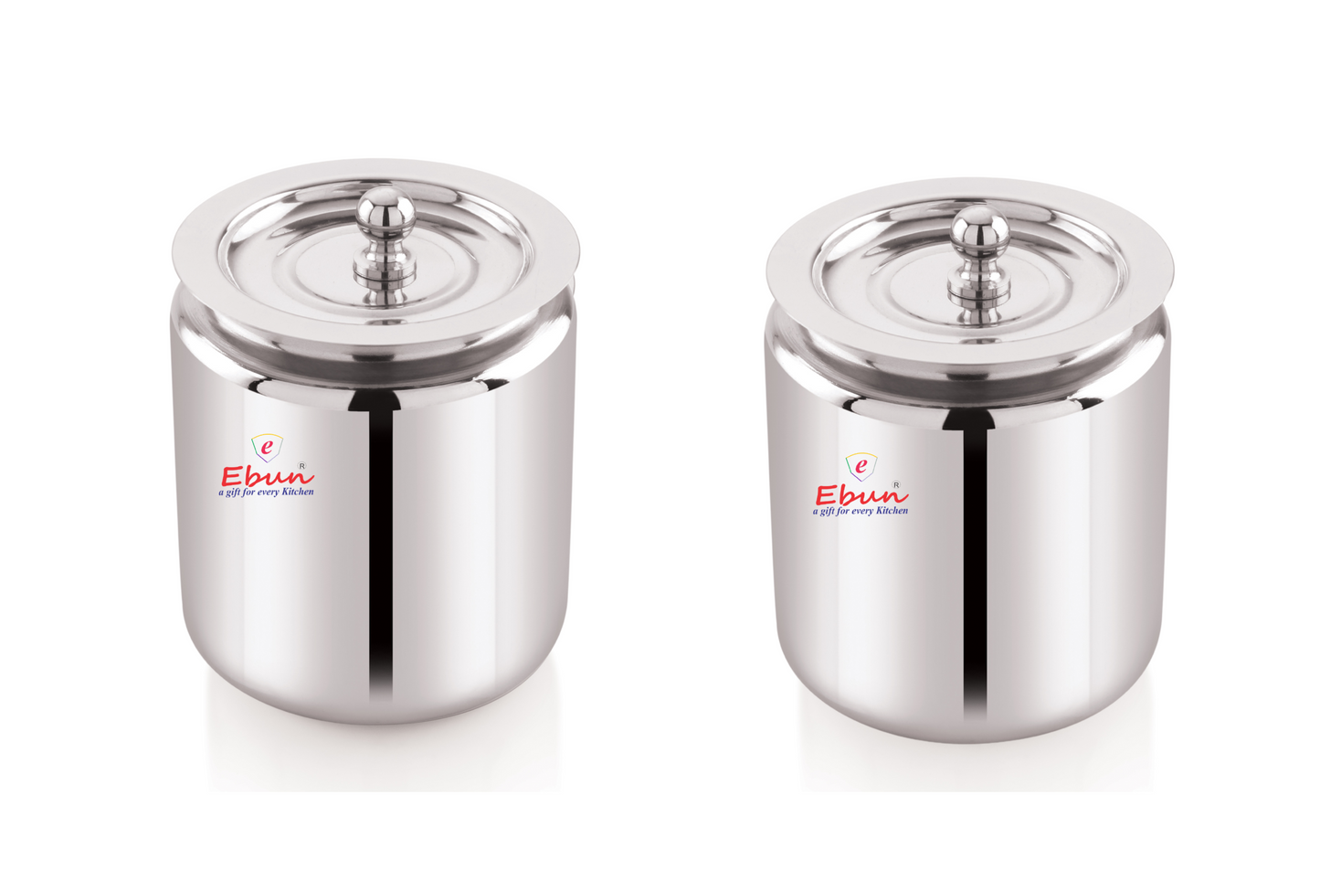 Ebun Stainless Steel Mirror Polished Plain Ghee Pot 250 Ml (Pack of 2)