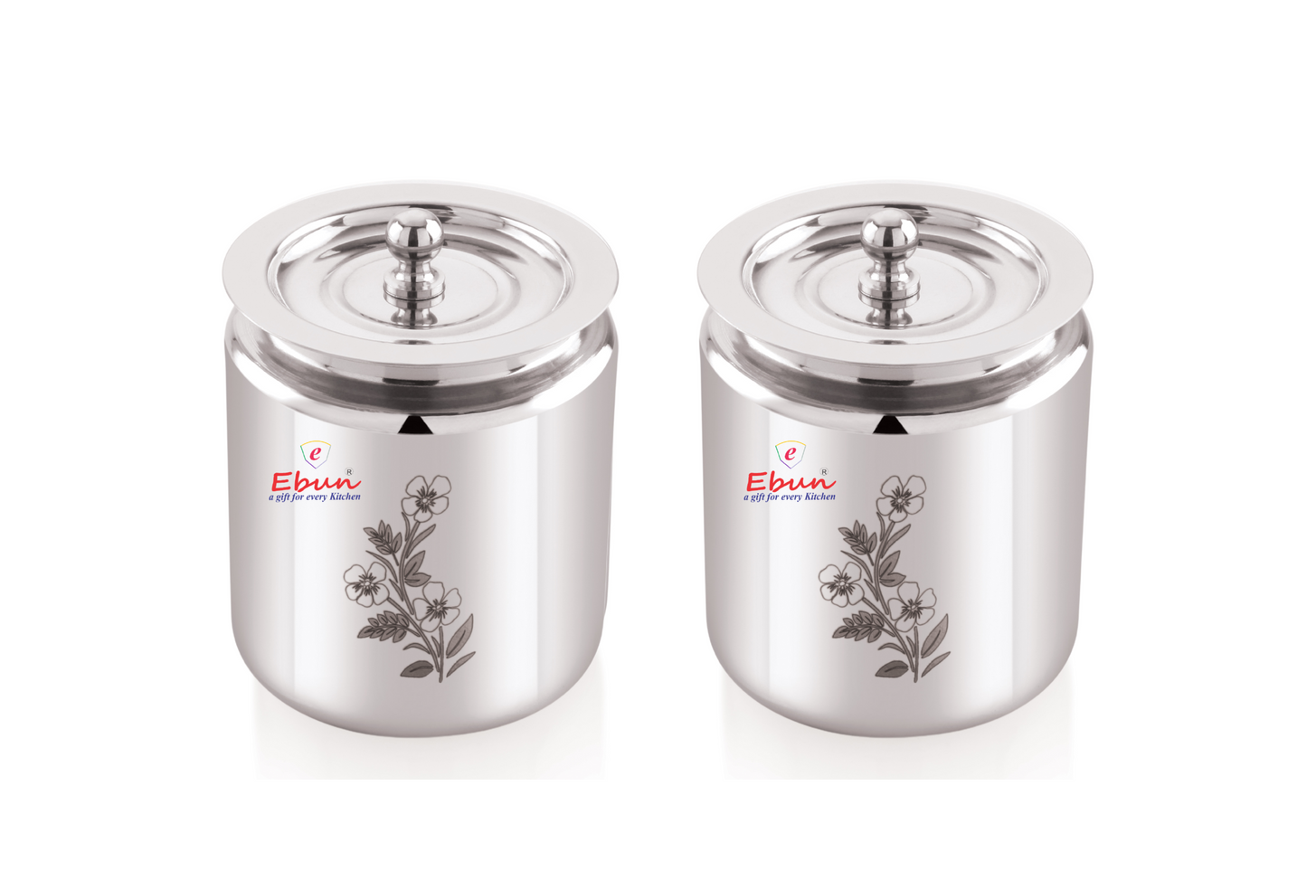 Ebun Stainless Steel Laser Finish Pot 250 Ml (Pack of 2)