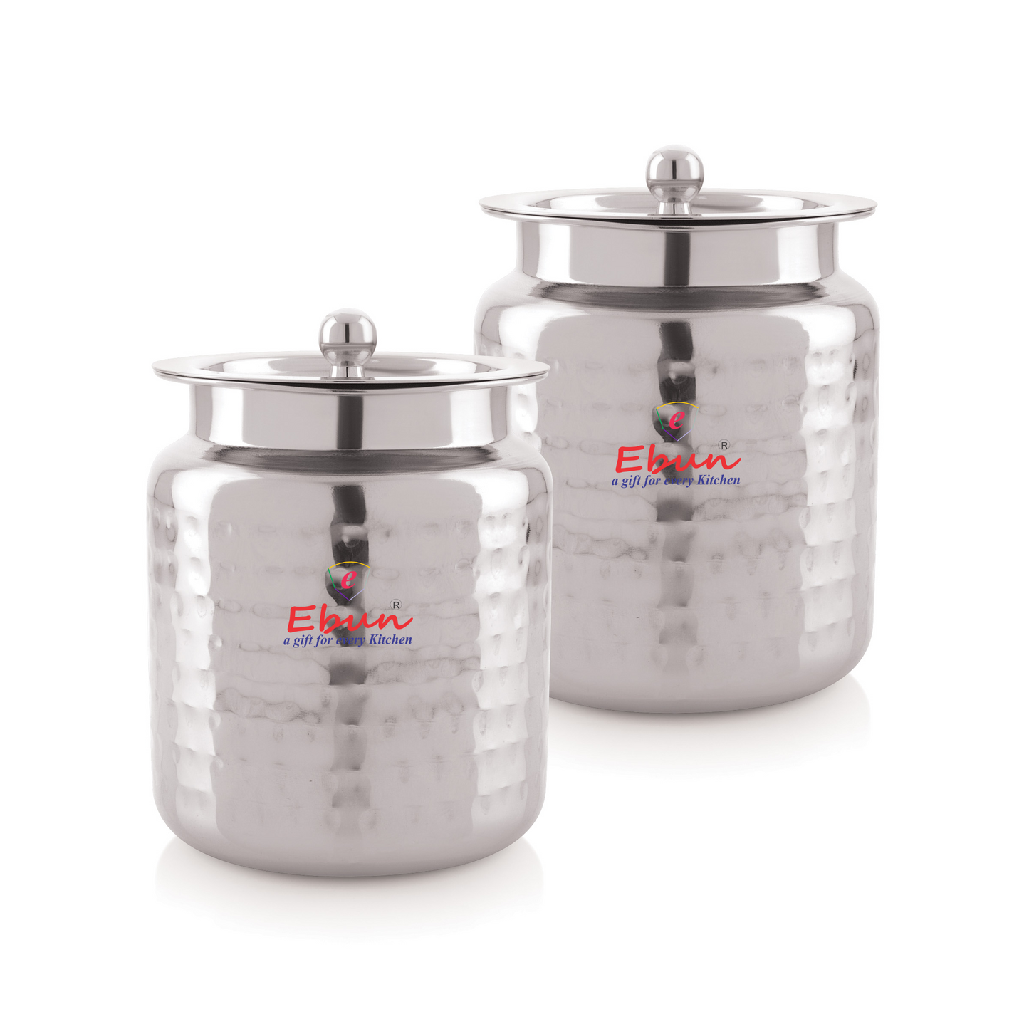 Ebun Hand Hammered Finish Stainless Steel Ghee Pot 250 Ml (Pack of 2)