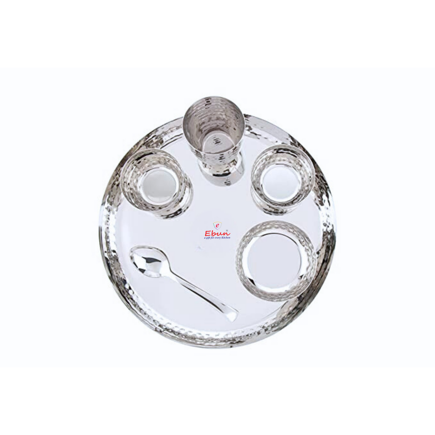 Ebun Stainless Steel Hand Hammered Design Dinner Set Pack of