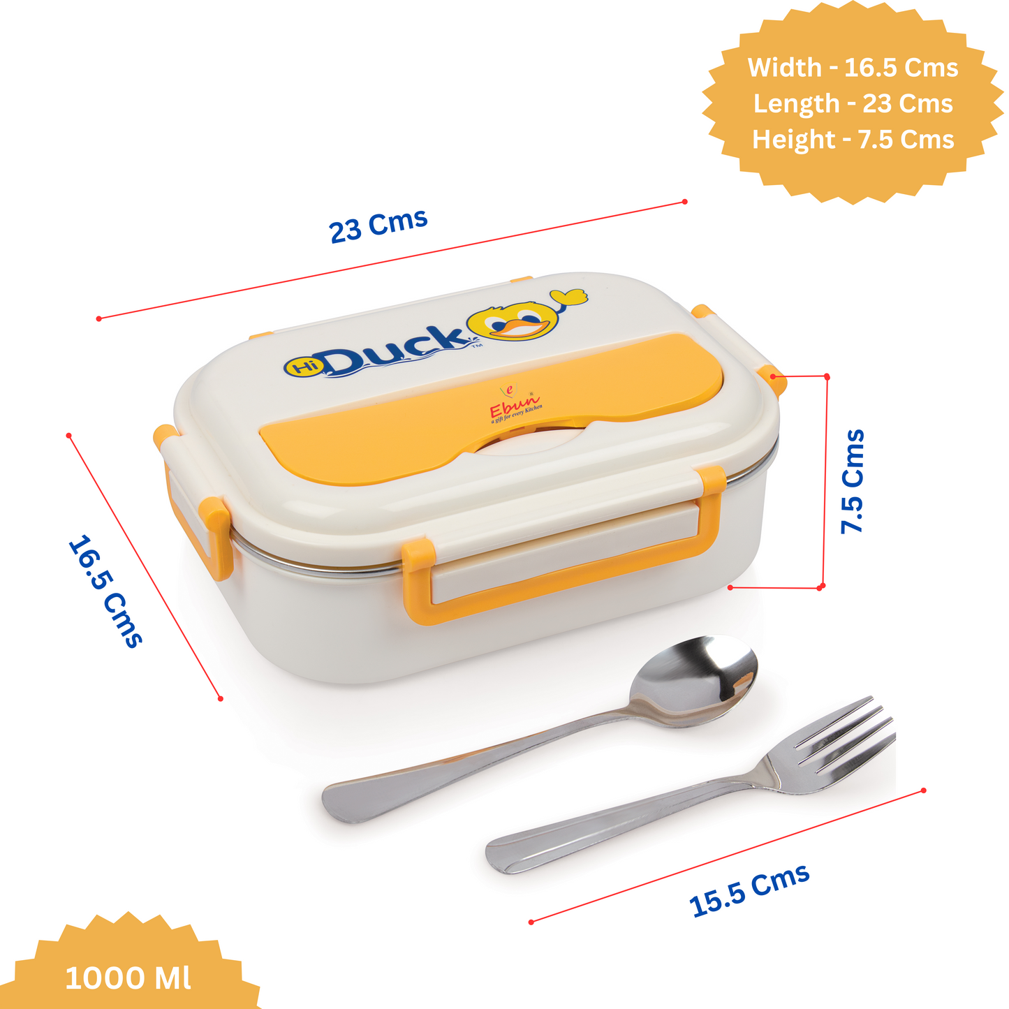 Ebun Stainless Steel Lunch Box for Kids for School - 1000 Ml