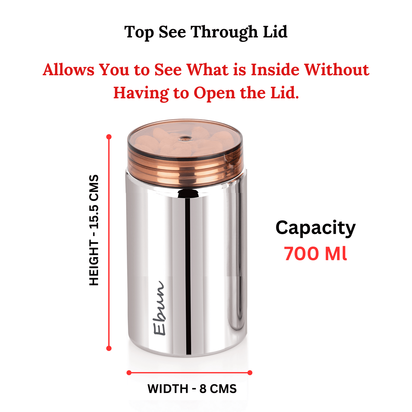 Ebun Stainless Steel Containers for Kitchen - 700 Ml Capacity