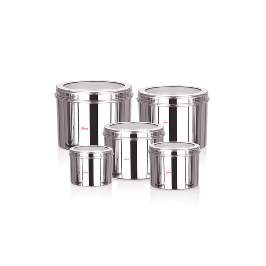 Ebun Heavy Gauge See Through Stainless Steel Containers 200 Gms to 1 Kgs - Pack of 5