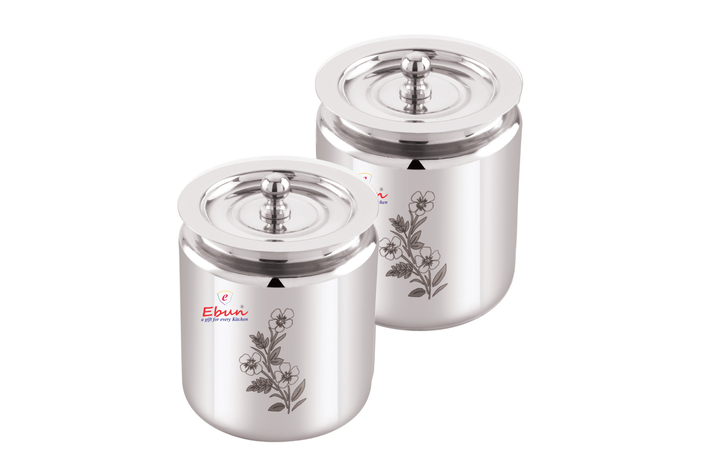 Ebun Stainless Steel Laser Finish Pot 250 Ml (Pack of 2)