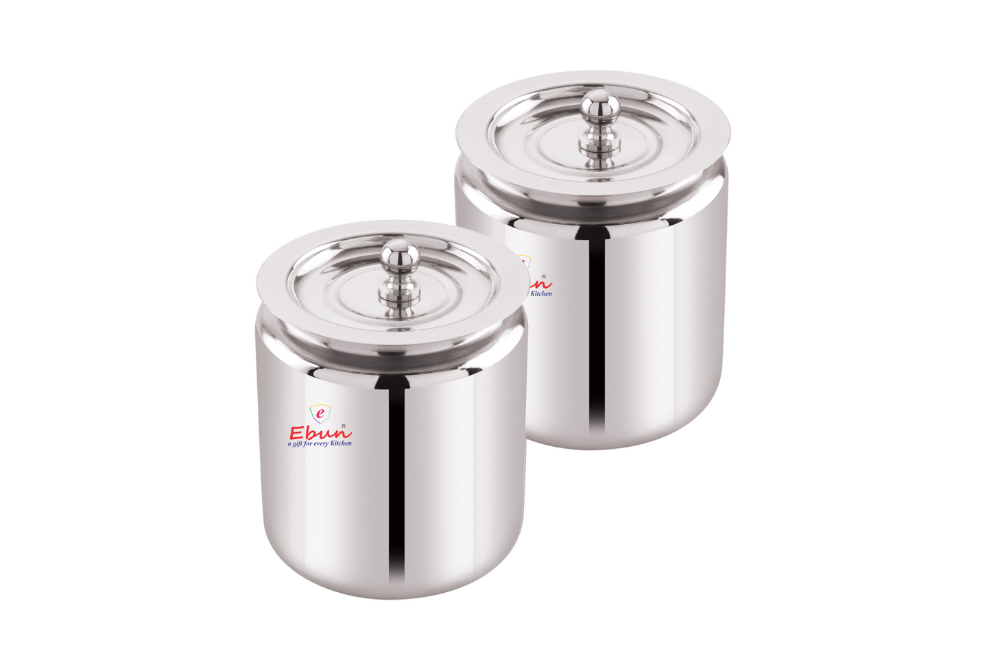 Ebun Stainless Steel Mirror Polished Plain Ghee Pot 250 Ml (Pack of 2)