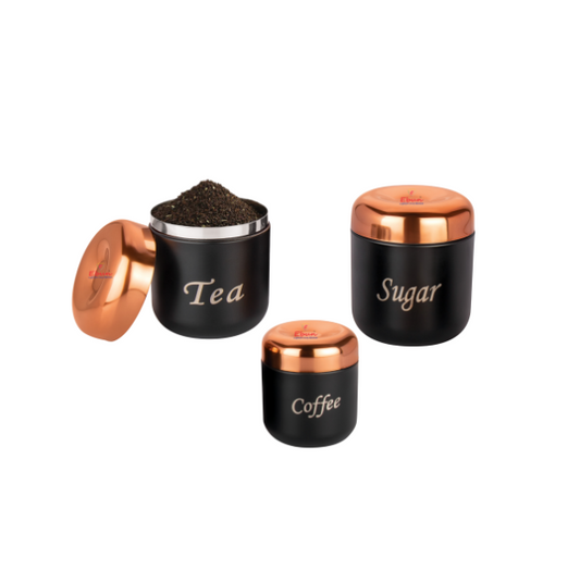 Ebun Stainless Steel Tea Coffee Sugar Containers Set of 3 with Capacity 750 Gms, 500 Gms & 350 Gms