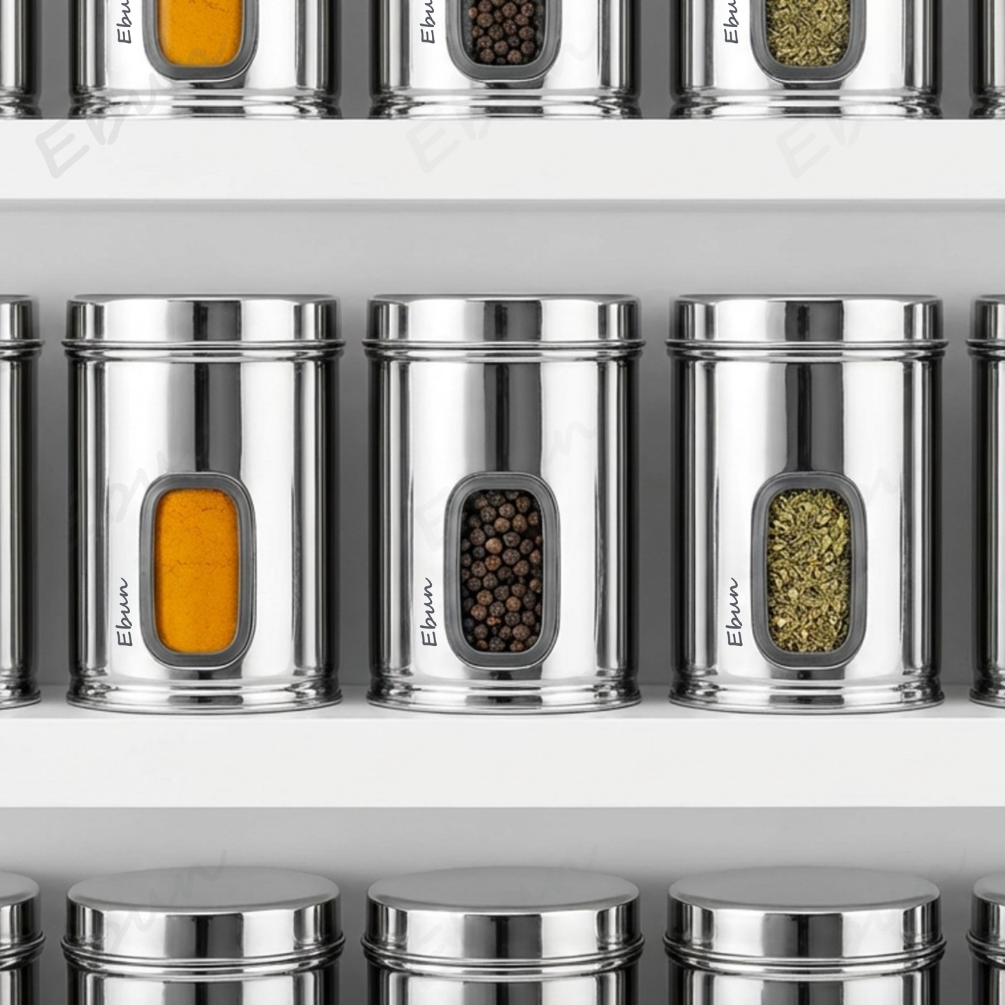 Ebun Stainless Steel See Through Containers 1.25 Kgs Capacity - Pack of 6