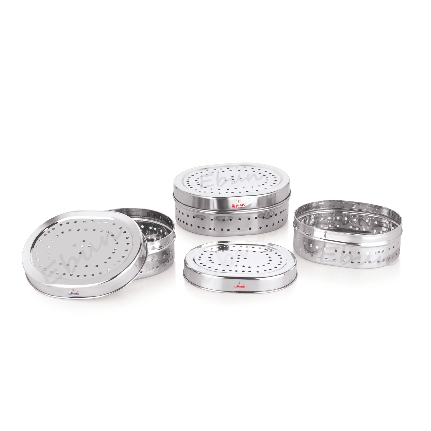 Ebun Mirror Polish Oval Shape Stainless Steel Coriander Dabba