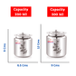 Ebun Stainless Steel Laser Finish Ghee Pot 250 & 500 Ml Combo (Pack of 2)