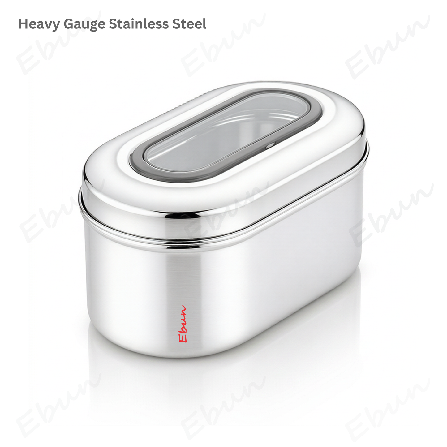 Ebun Stainless Steel Capsule Shape Top See Through Containers - 500 Gms