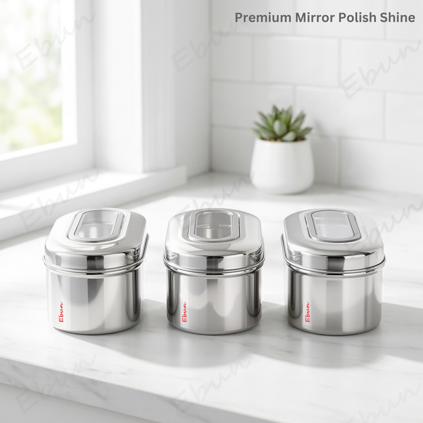 Ebun Stainless Steel Capsule Shape Top See Through Containers - 500 Gms