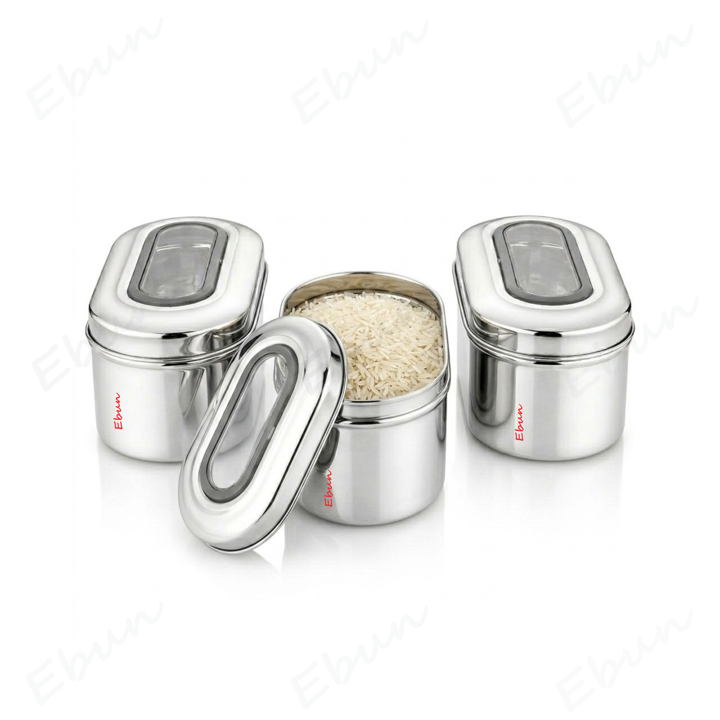 Ebun Stainless Steel Capsule Shape Top See Through Containers - 500 Gms