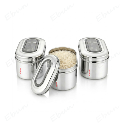 Ebun Stainless Steel Capsule Shape Top See Through Containers - 500 Gms