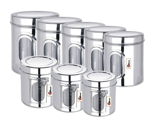 Ebun Stainless Steel See Through Containers Combo Set - 200 Gms to 2.5 kgs Capacity