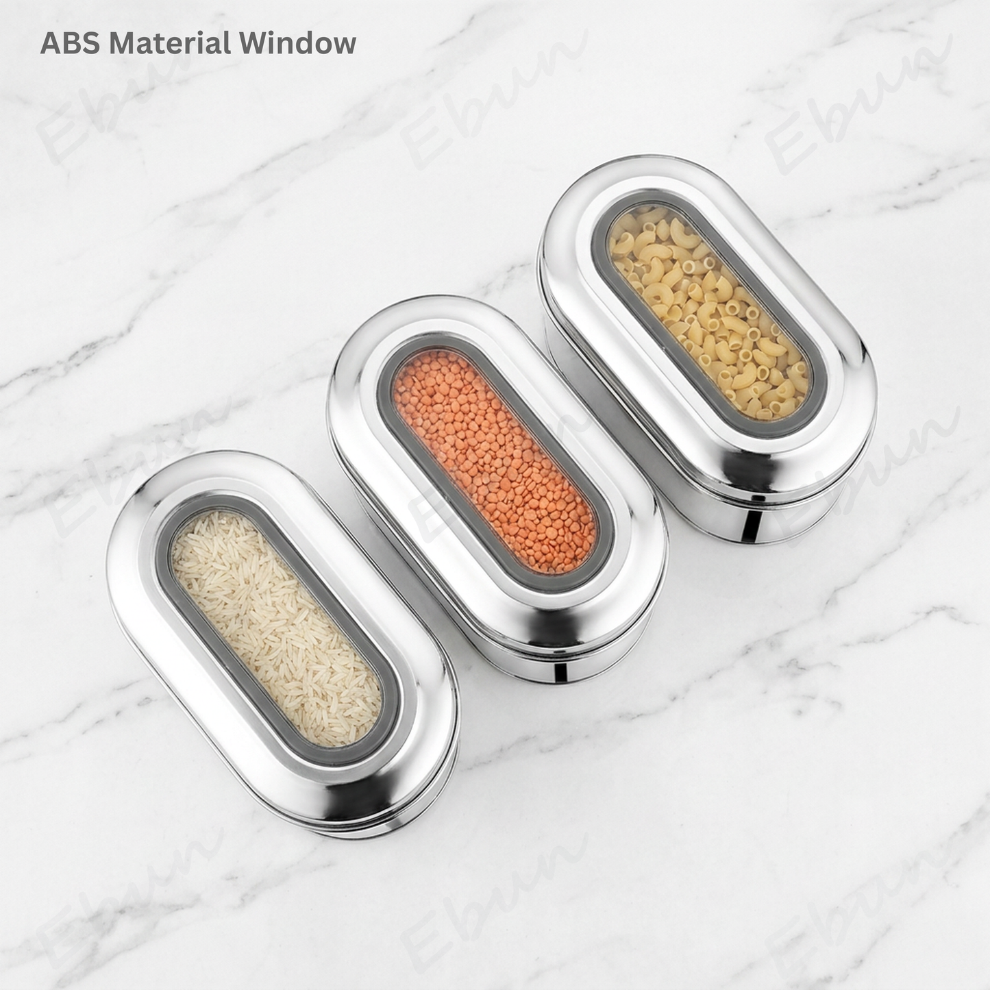 Ebun Stainless Steel Capsule Shape Top See Through Containers - 750 gms