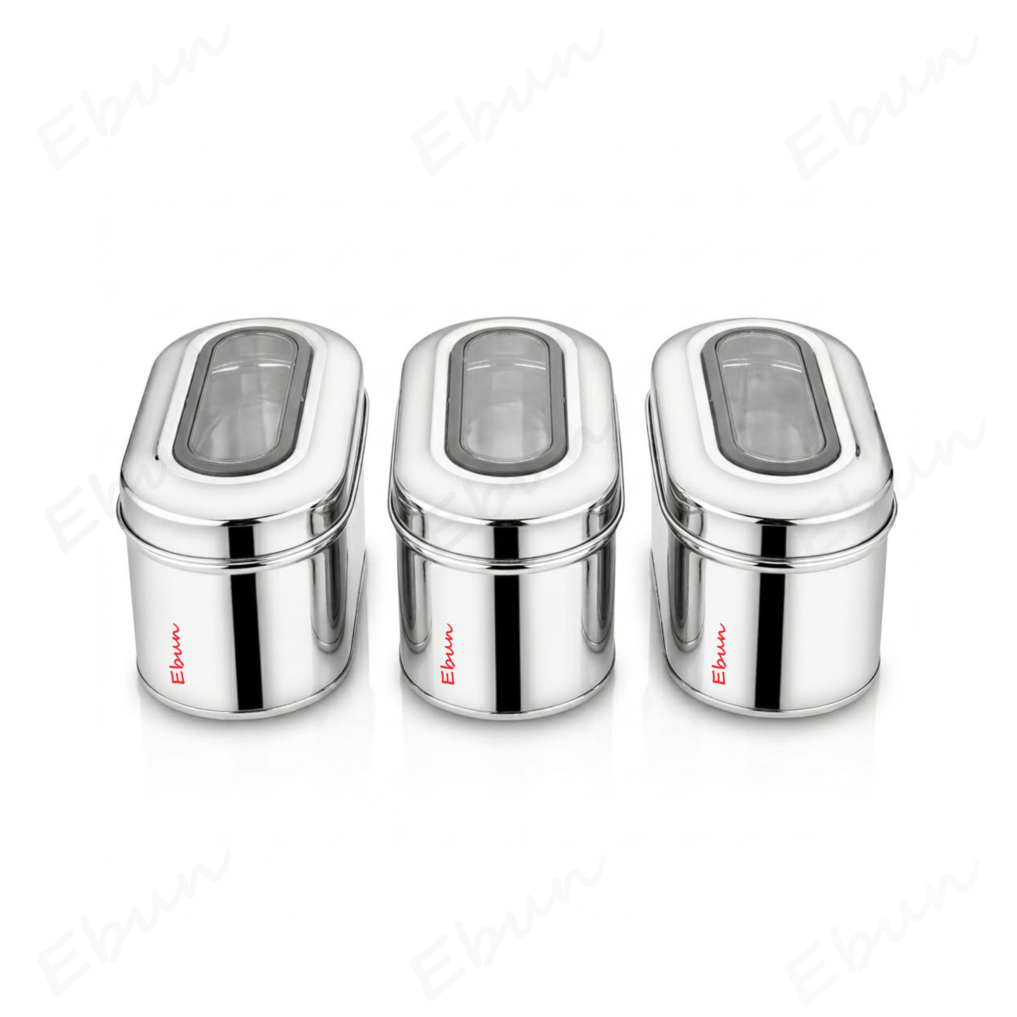 Ebun Stainless Steel Capsule Shape Top See Through Containers - 750 gms