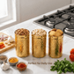 Ebun Stainless Steel Gold PVD Plated Containers 500 Gms Capacity - Pack of 3