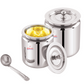 Ebun Stainless Steel Mirror Polished Plain Ghee Pot 250 Ml (Pack of 2)