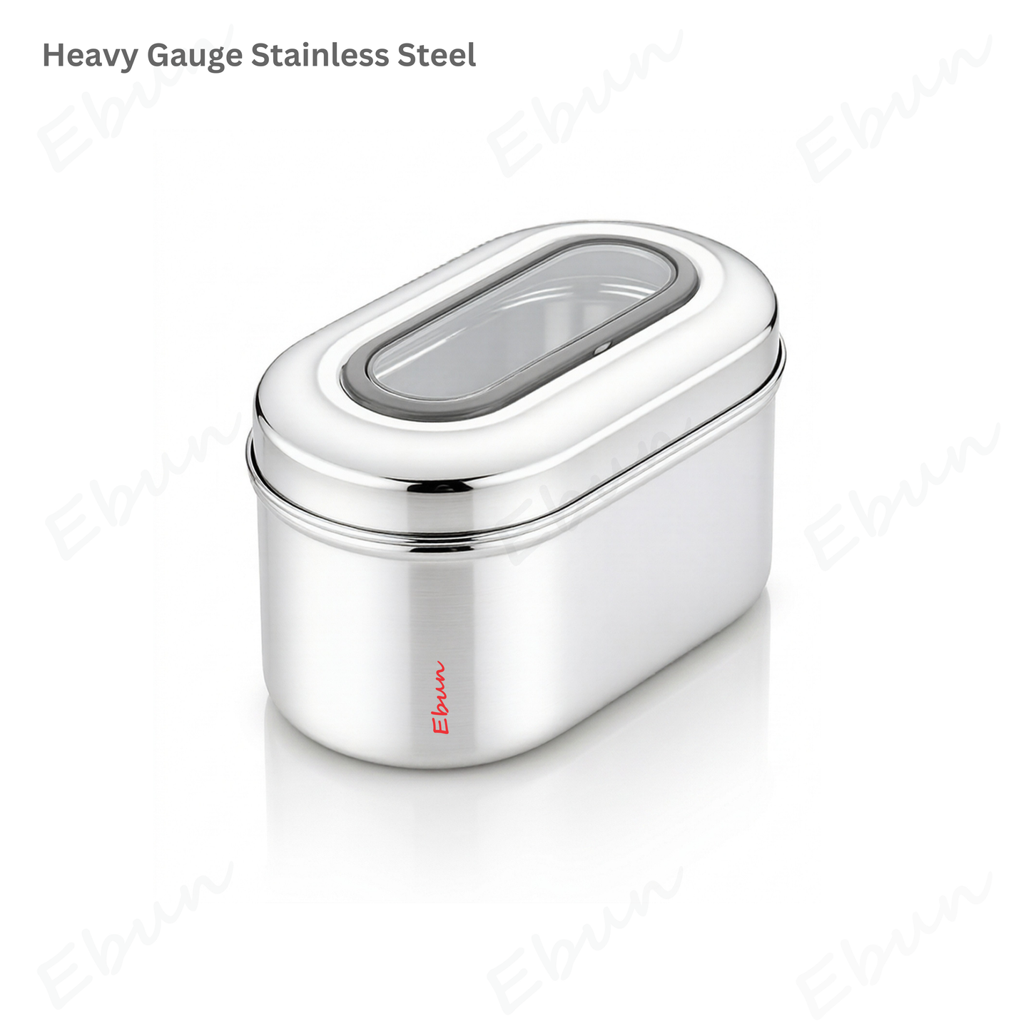 Ebun Stainless Steel Capsule Shape Top See Through Containers - 750 gms