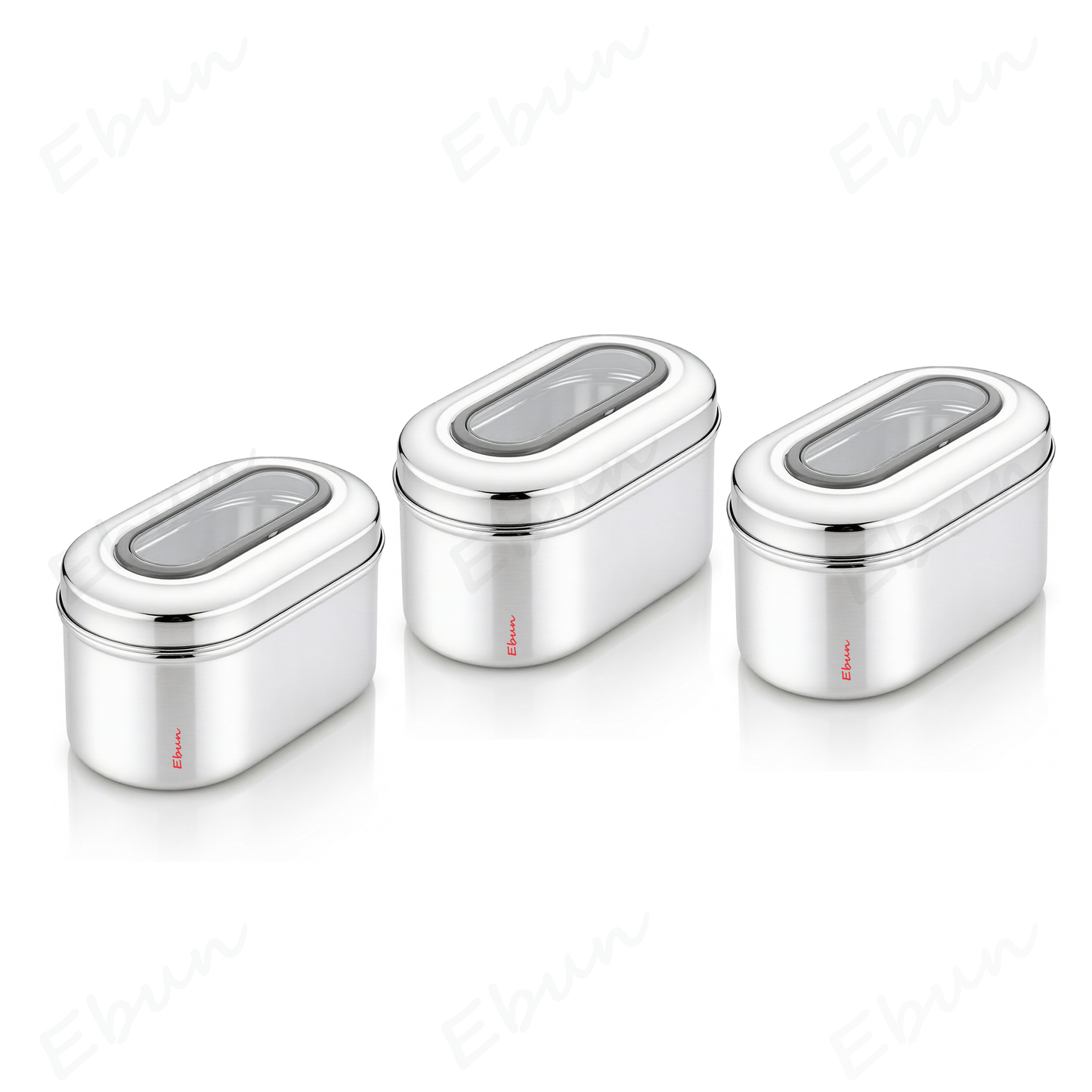 Ebun Stainless Steel Capsule Shape Top See Through Containers - 750 gms