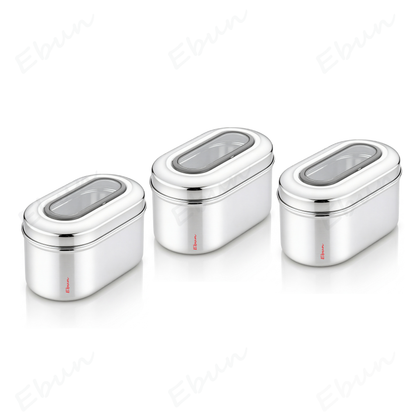Ebun Stainless Steel Capsule Shape Top See Through Containers - 750 gms