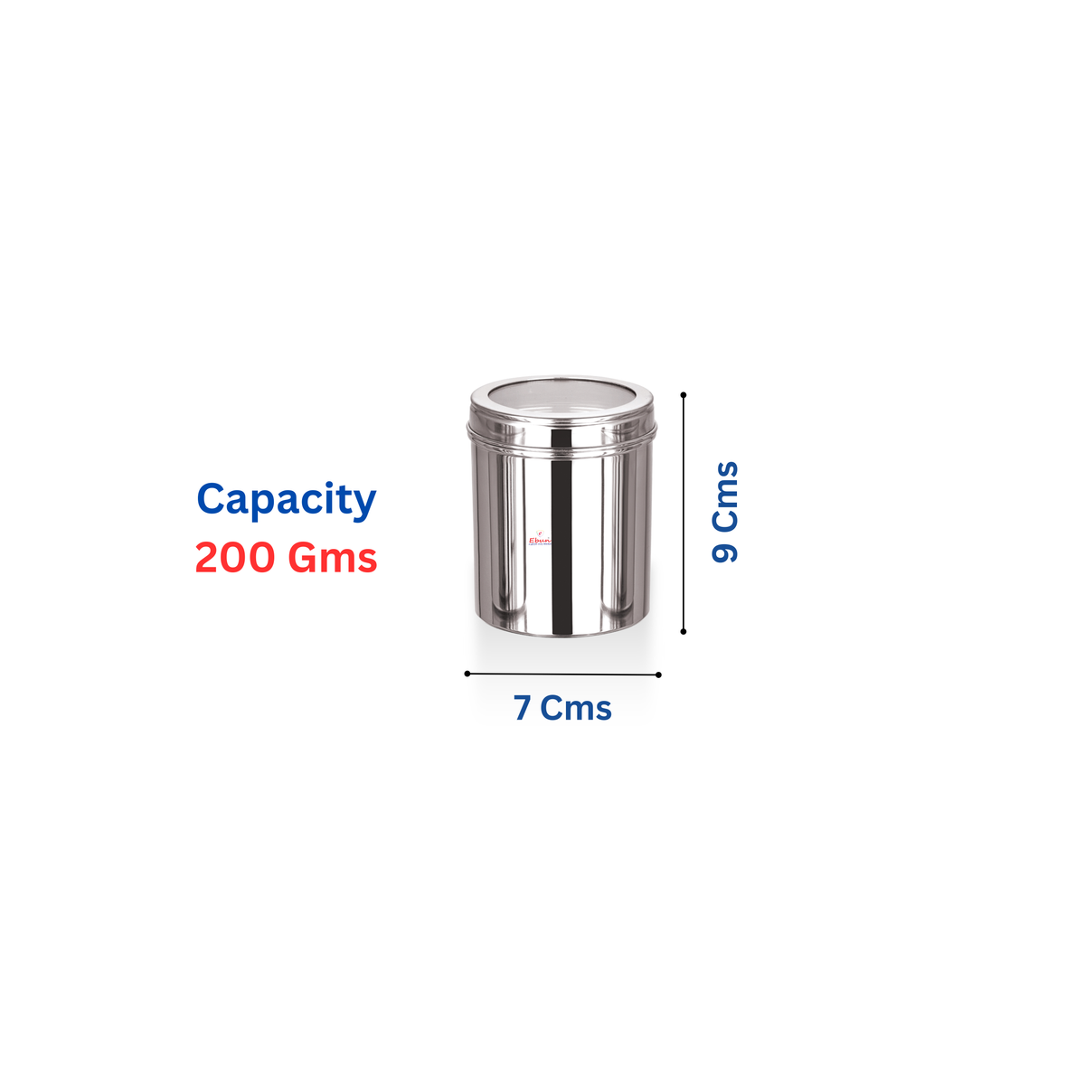 Ebun Stainless Steel Top See Through Containers Combo Set of 200 Gms - Pack of 6