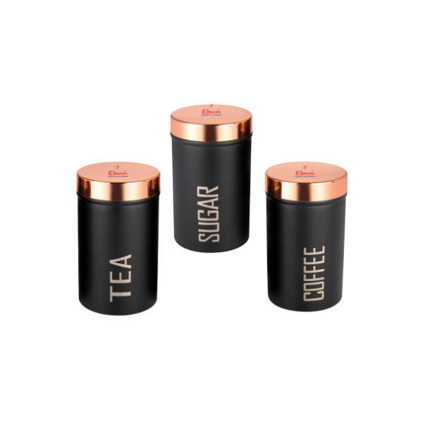 Ebun Stainless Steel Tea Sugar Coffee Containers Set of 3 with the Capacity of 500 Gms Each