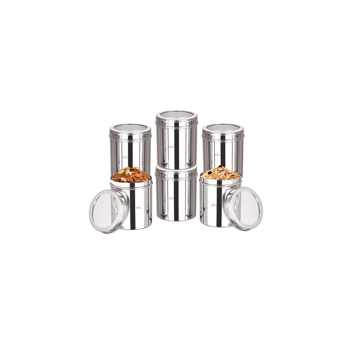Ebun Stainless Steel Top See Through Containers Combo Set of 200 Gms - Pack of 6