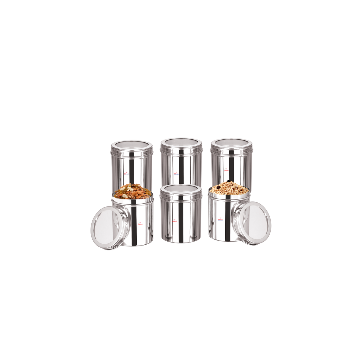 Ebun Stainless Steel Top See Through Containers Combo Set of 200 Gms - Pack of 6