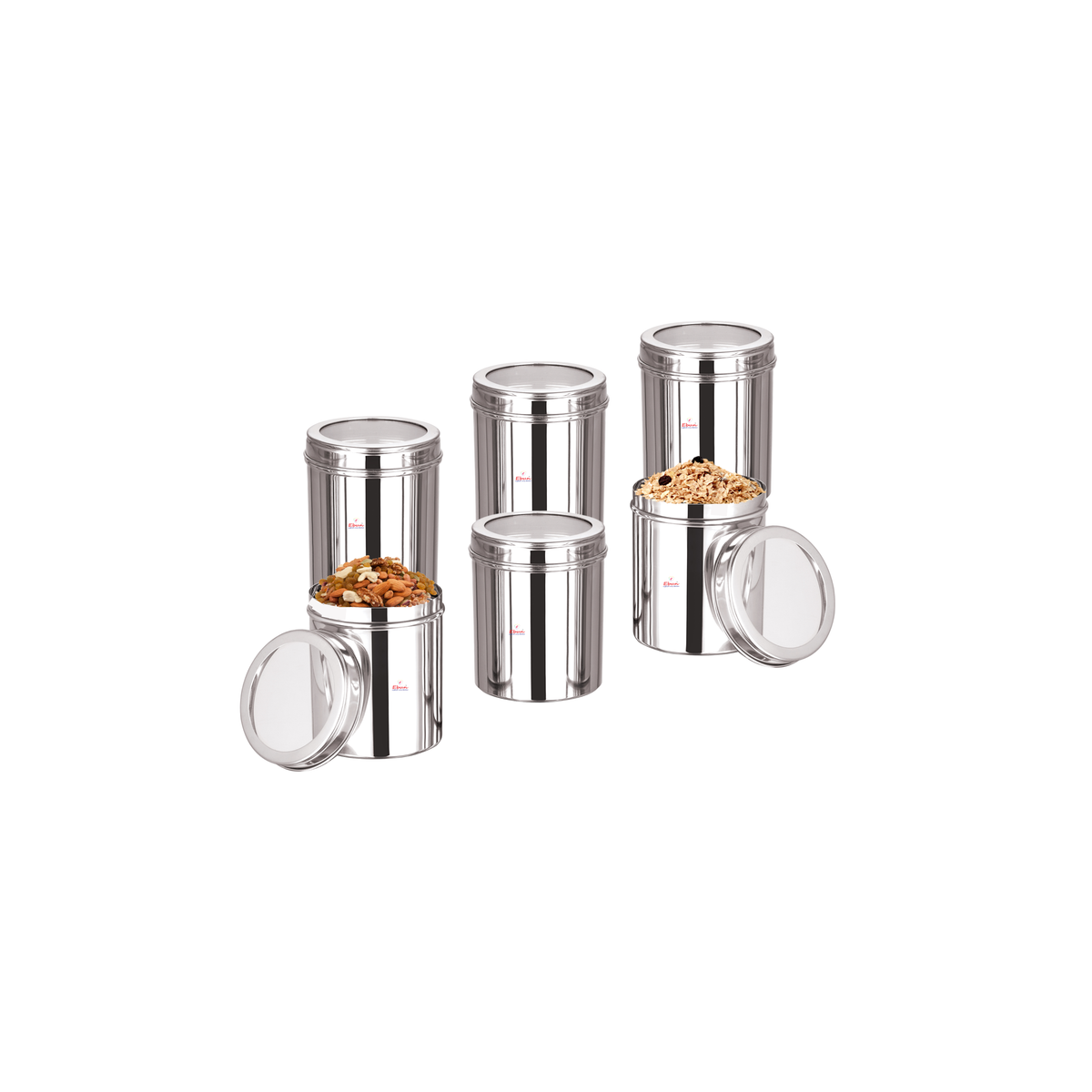 Ebun Stainless Steel Top See Through Containers Combo Set of 200 Gms - Pack of 6