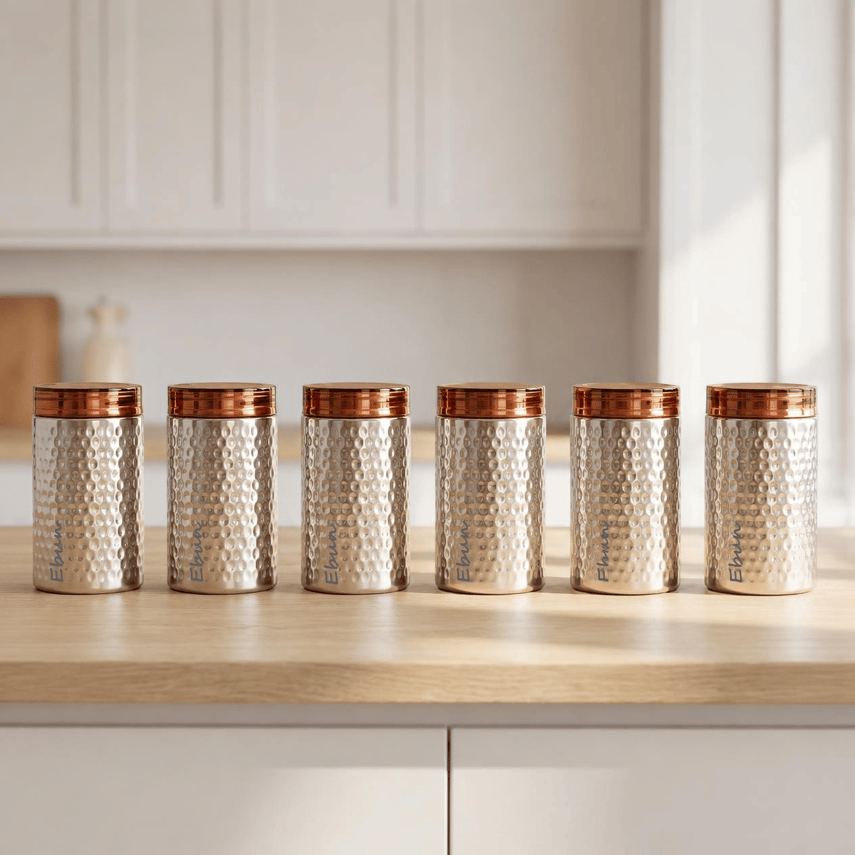 Ebun Stainless Steel Hand Hammered Containers for Kitchen - 700 Ml Capacity