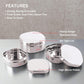Ebun Mirror Polish Stainless Steel Chocolate Dabba 450 Ml to 750 Ml (Pack of 3)