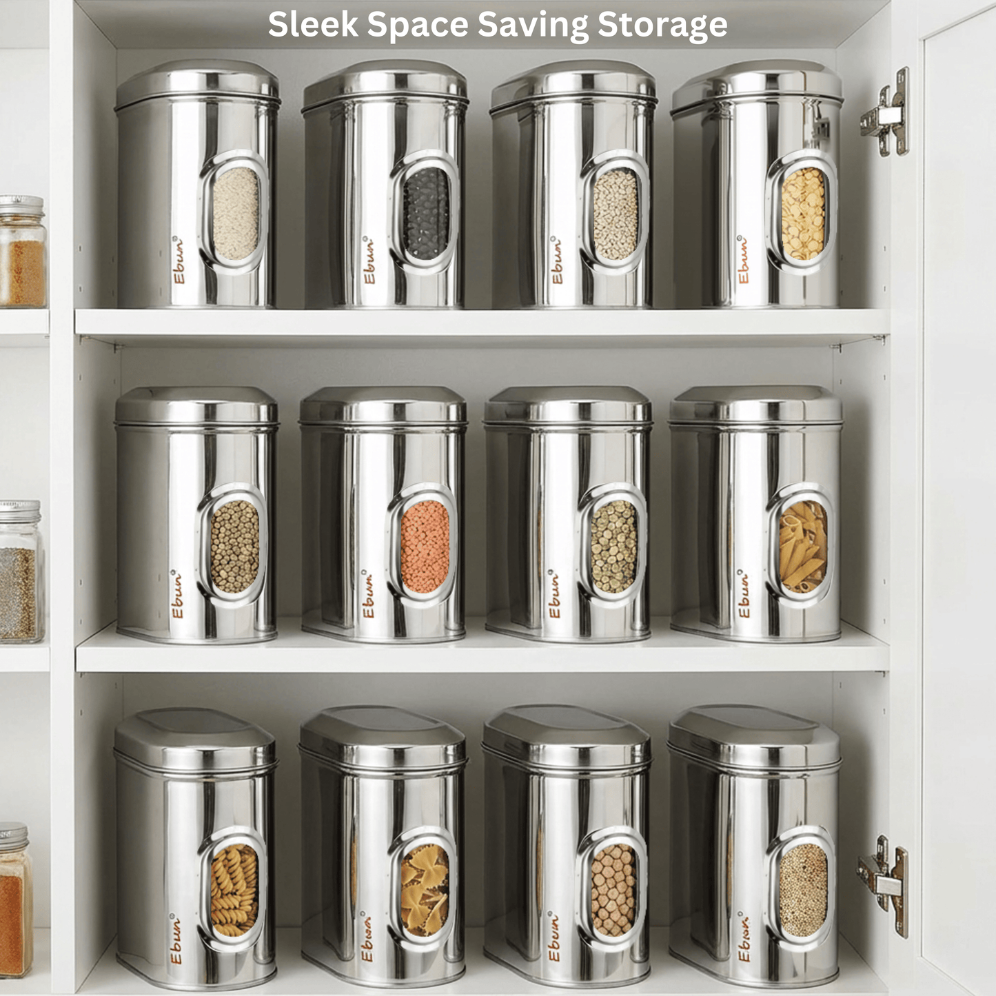 Ebun Stainless Steel Capsule Shape See Through Containers - 1.5 Kgs