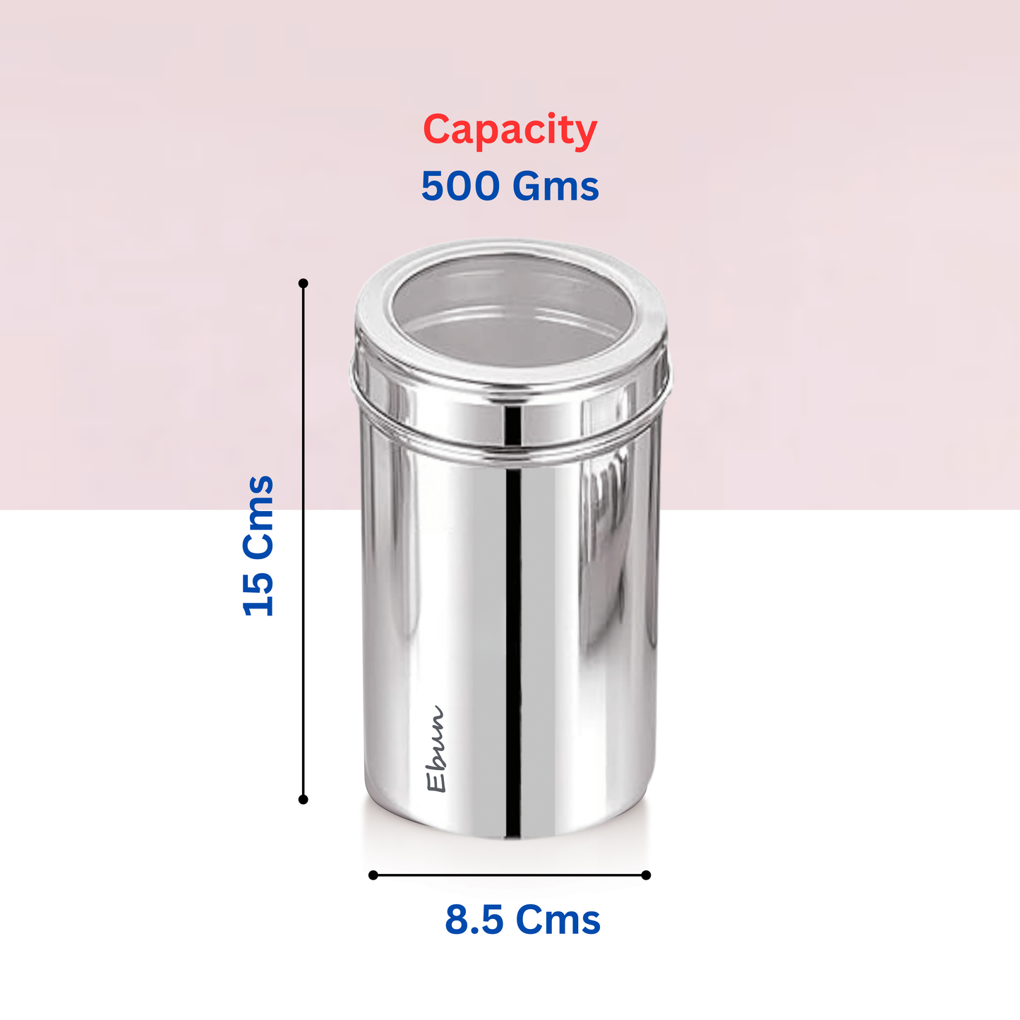 Ebun Stainless Steel Top See Though Containers 500 Gms Capacity