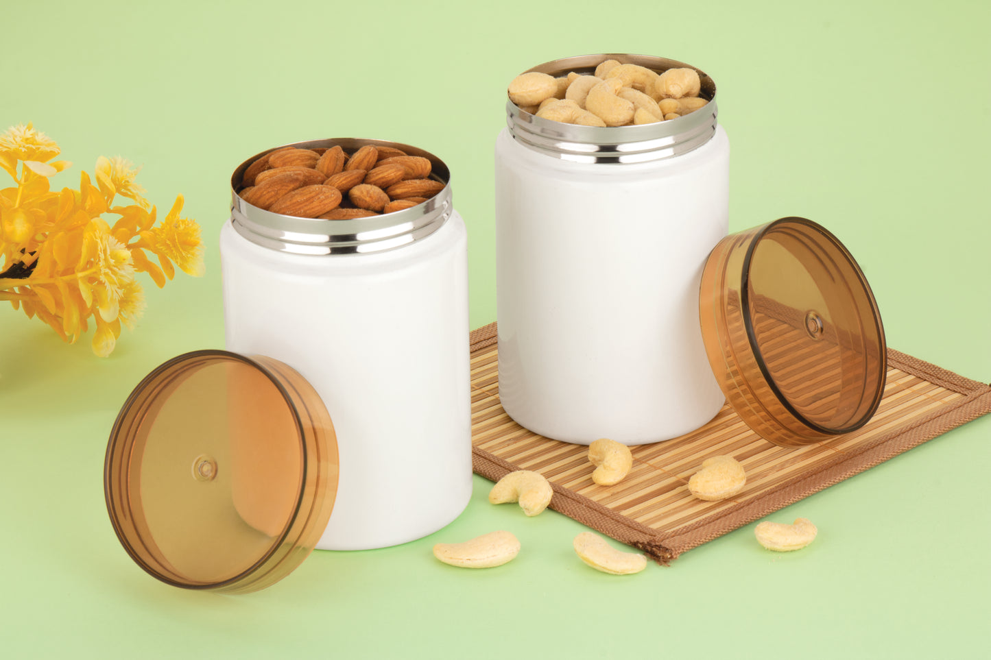 Ebun Stainless Steel Containers for Kitchen - 500 Ml Capacity (White)