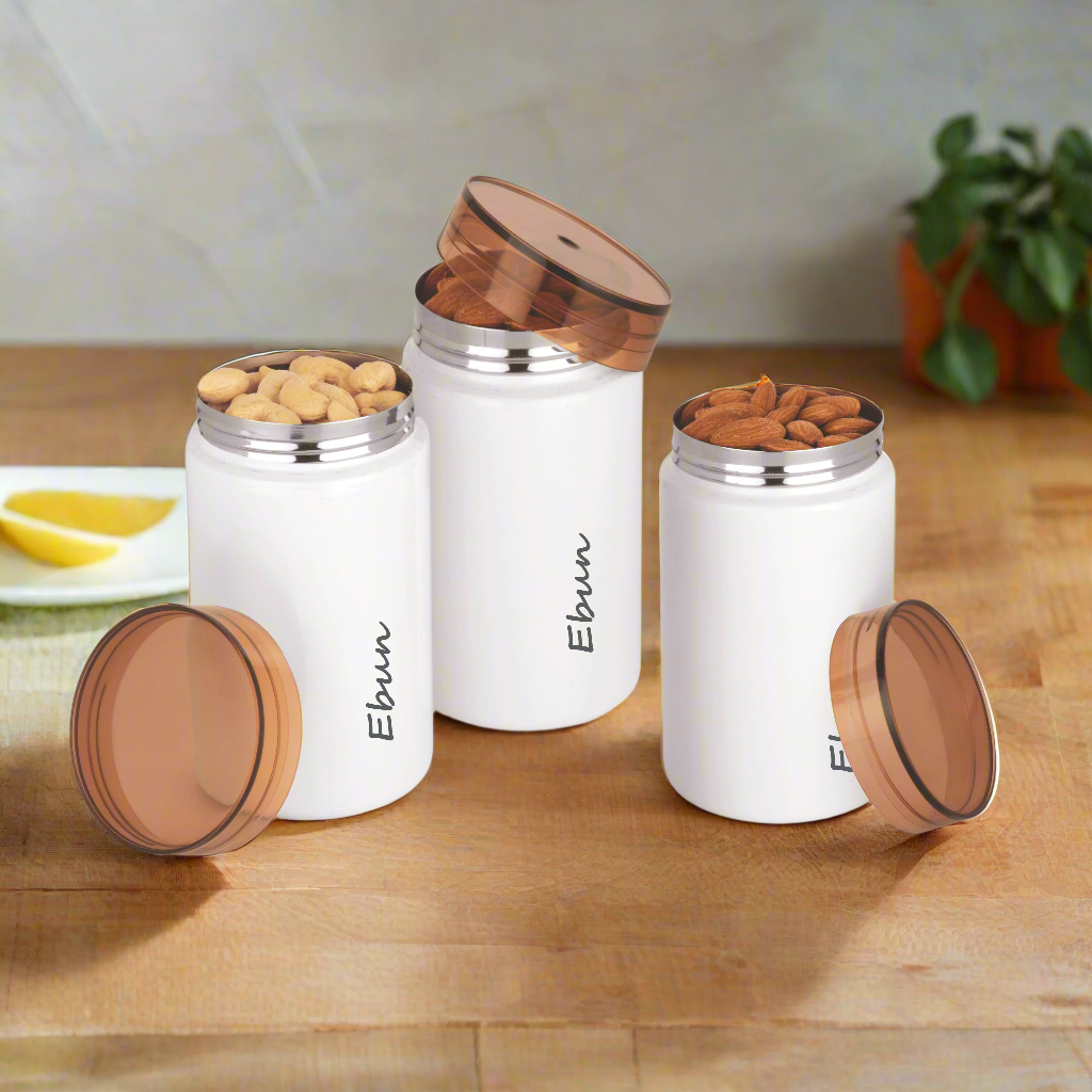 Ebun Stainless Steel Containers for Kitchen - 700 Ml Capacity (White)