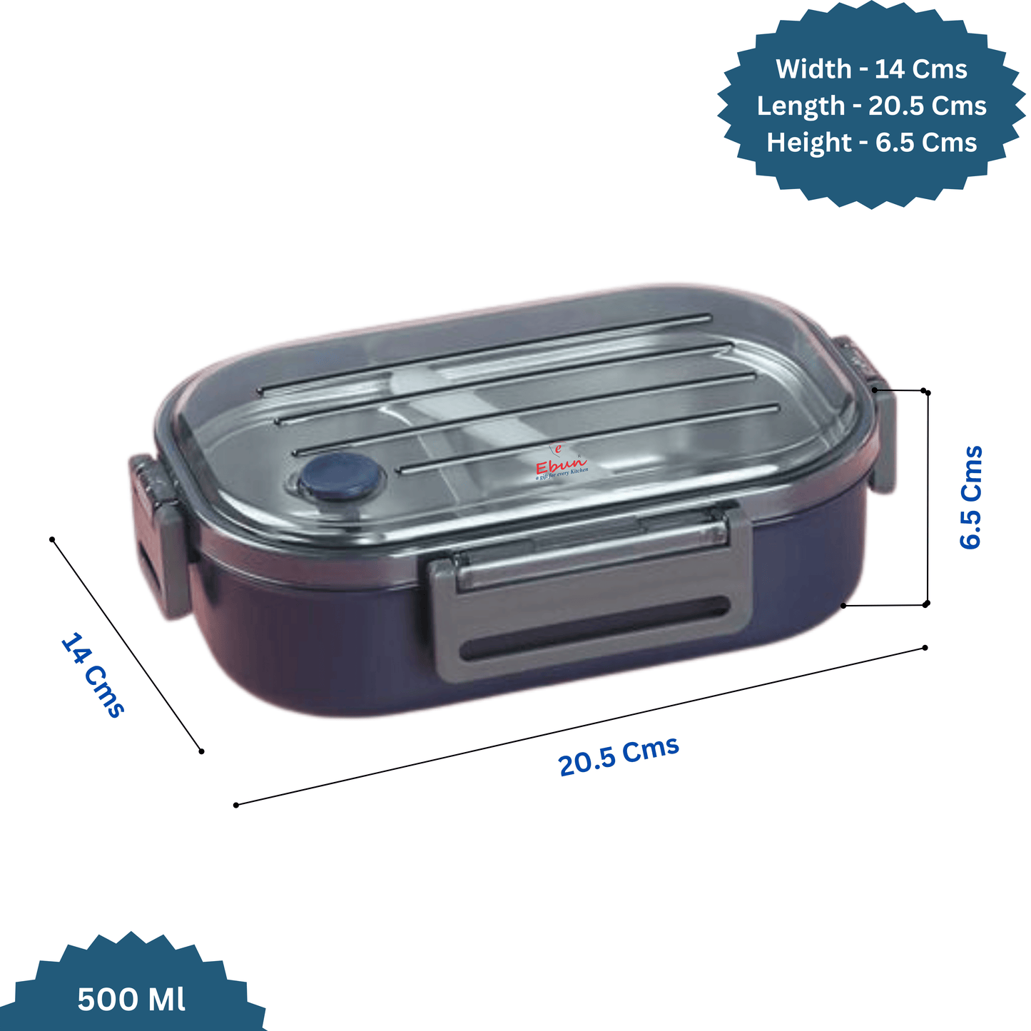 Ebun Stainless Steel Lunch Box for Kids for School - 500 Ml