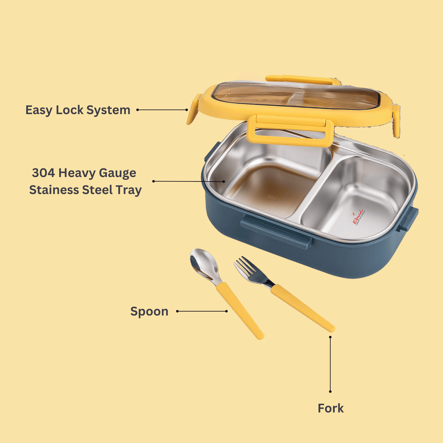 Ebun Stainless Steel Lunch Box for Kids for School - 850 Ml