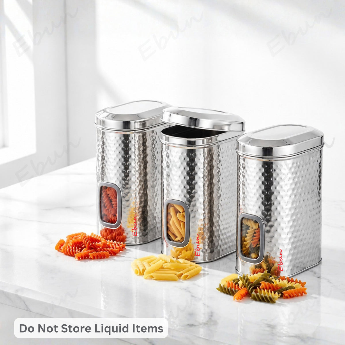 Ebun Stainless Steel Capsule Shape Hand Hammered See Through Containers - 2 Kgs